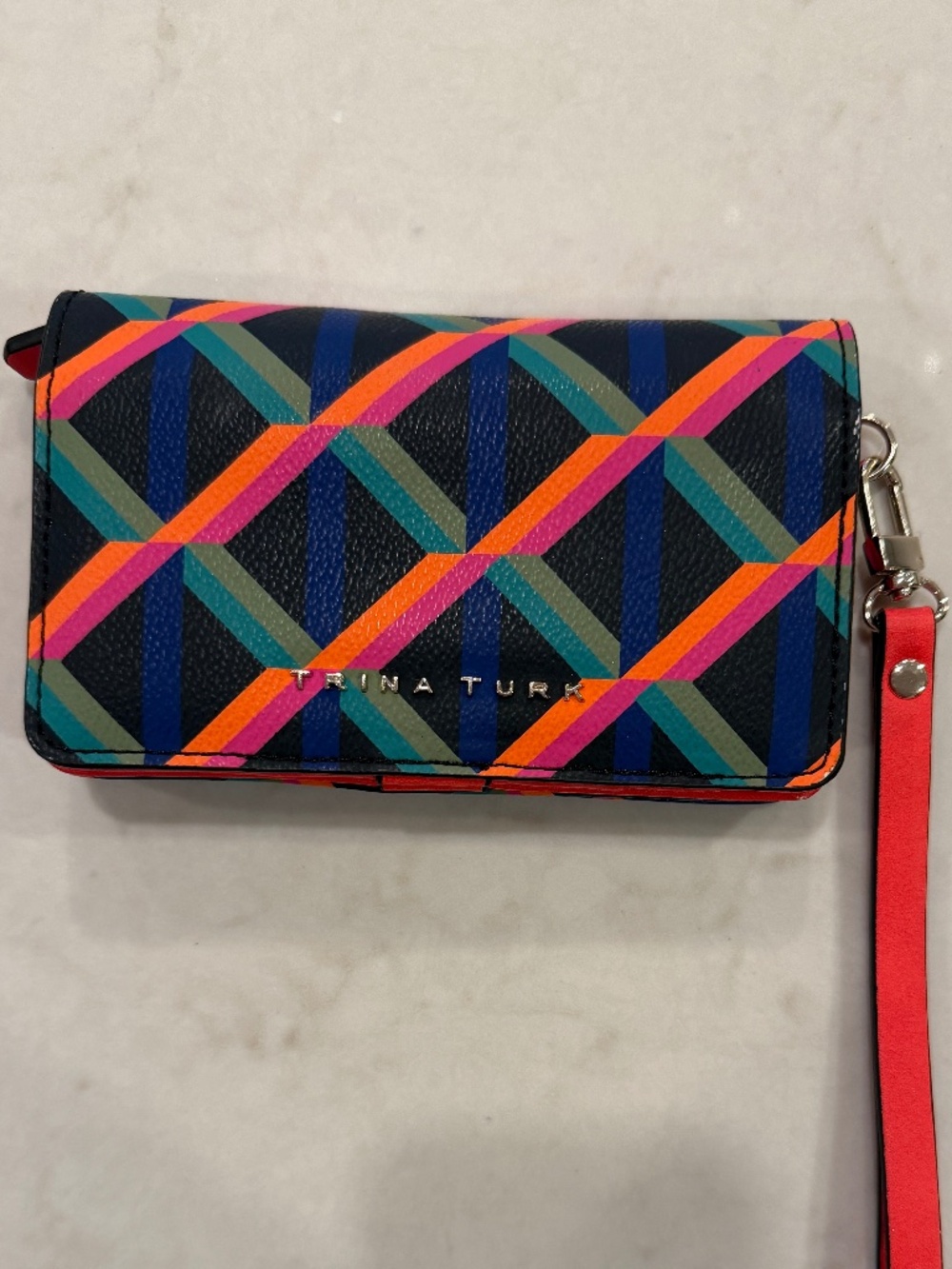 Trina Turk snap close wallet wristlet with removable strap